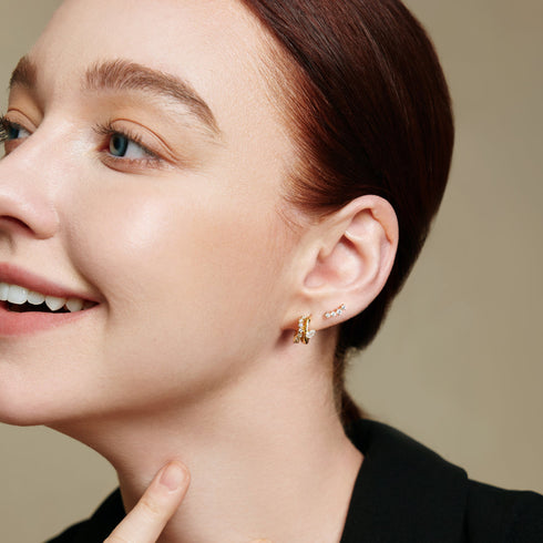 Gold Sparkle Climber Studs | Ania Haie Australia